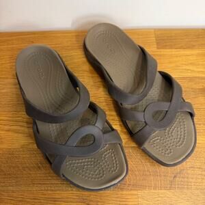 Crocs Sandals Women’s 5 Meleen Twist Slip On Brown Open Toe Comfort Summer